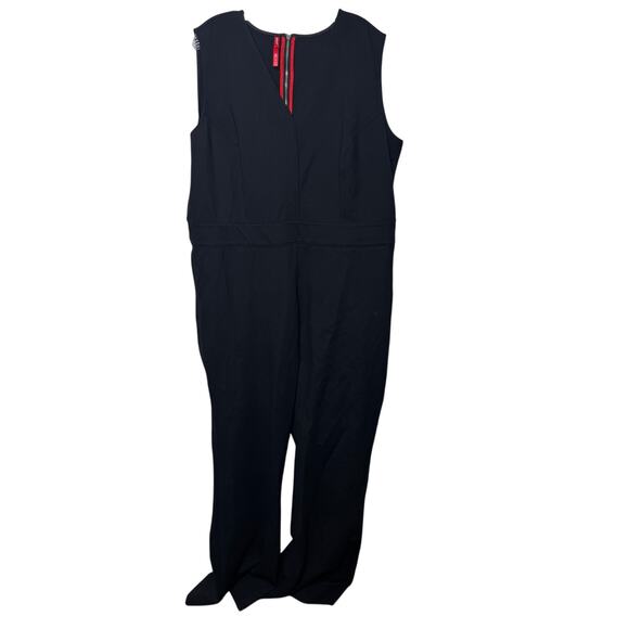 Spanx Ponte Perfect Sleeveless Jumpsuit Black 2X Tall Wide Leg Workwear Office - Picture 2 of 15